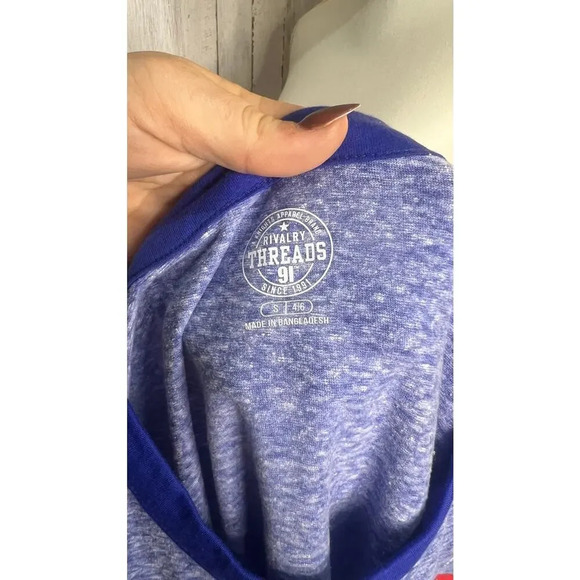 NWT Kansas Jayhawks Women's‎ Small Blue Ringer T-Shirt Graphic Print Sports Tee - Picture 5 of 5